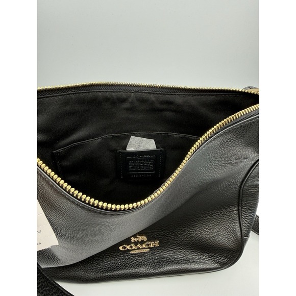 Coach Ellie File Bag Pebbled Leather Crossbody Gold Black C1648 NWT - Picture 8 of 9